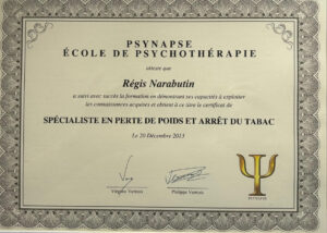 Certificat de Spécialiste en Perte de Poids et Arrêt du Tabac par Psynape, école de psychothérapie