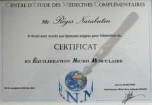 Certificat en emÉqulibration Neuro Musculaireem par le Centre d'études des Médecines Complémentaires